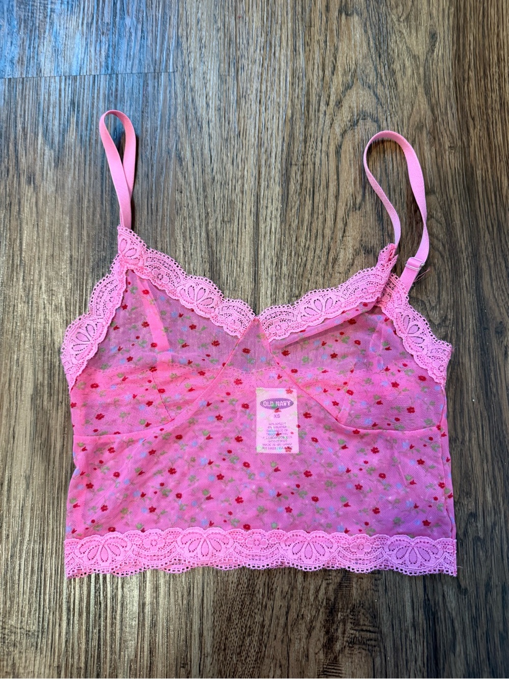 Pink mesh cami top